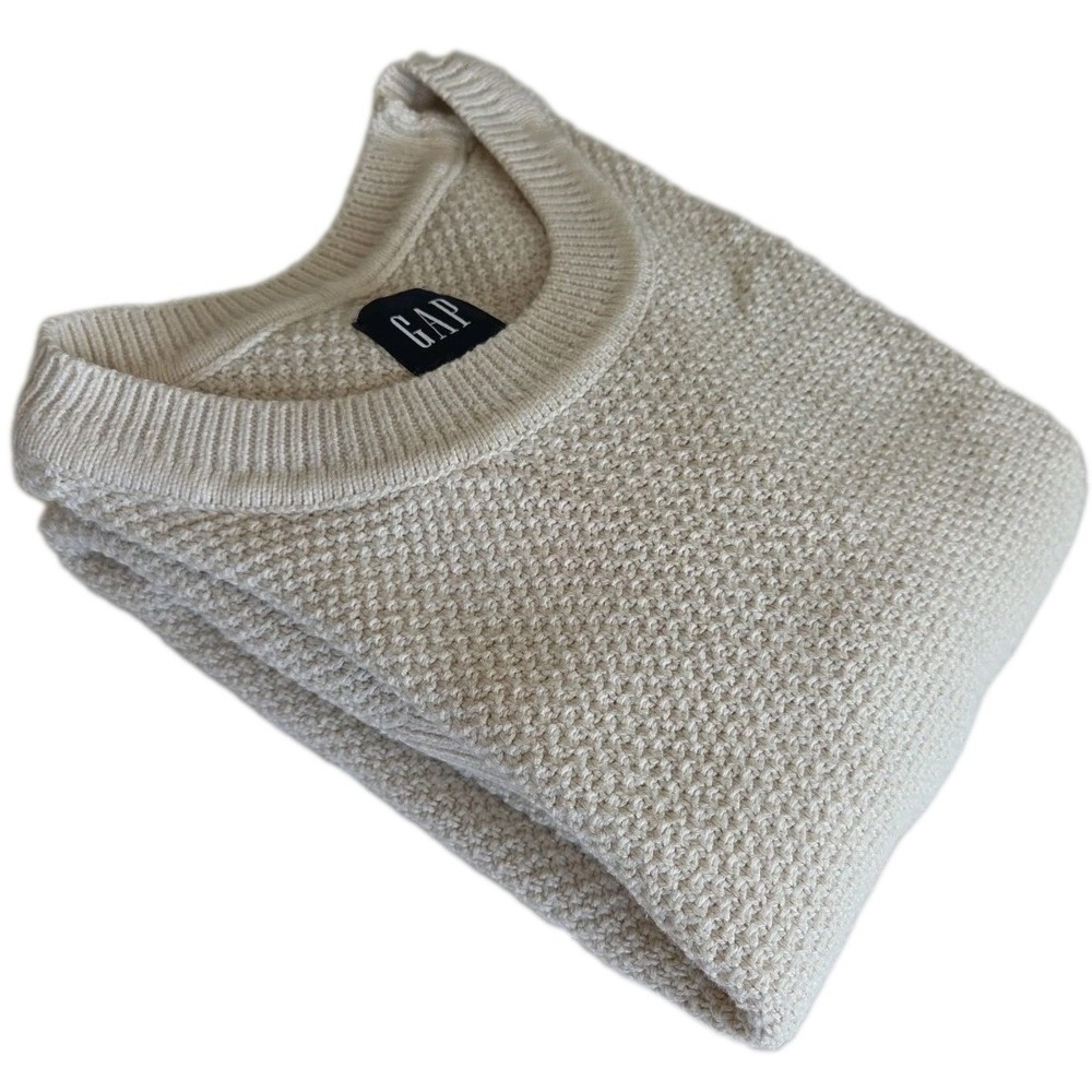 GAP Men's Knit Crew Neck Pullover Sweater Birch Solid Long Sleeve Size XXL